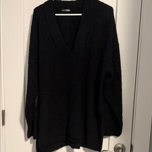 Fashion Nova Black Deep V-Neck Cozy Sweater